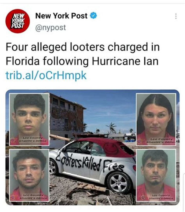
Four alleged looters charged in Florida following Hurricane Ian 