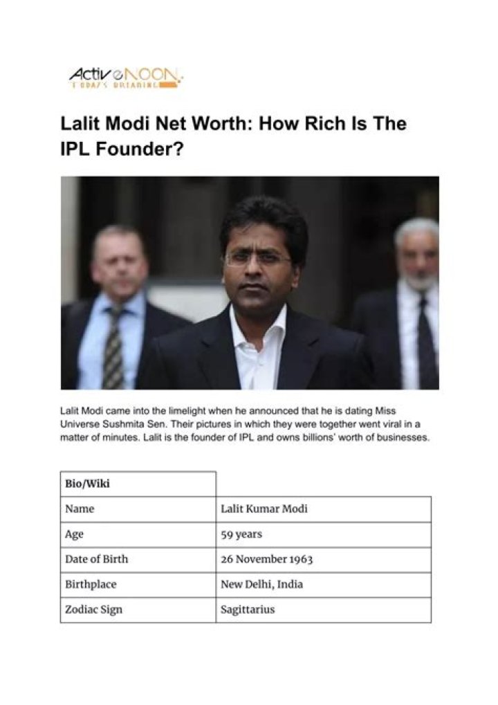 
Lalit Modi Height, Weight, Net Worth, Age, Birthday, Wikipedia, Who, Instagram, Biography 