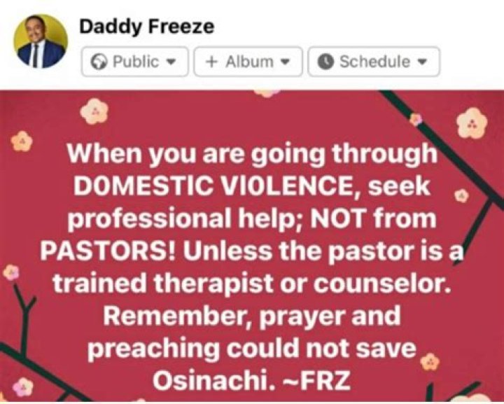 
“Prayer And Preaching Couldn’t Save Osinachi” – Daddy Freeze Advises Women In Abusive Relationships 
