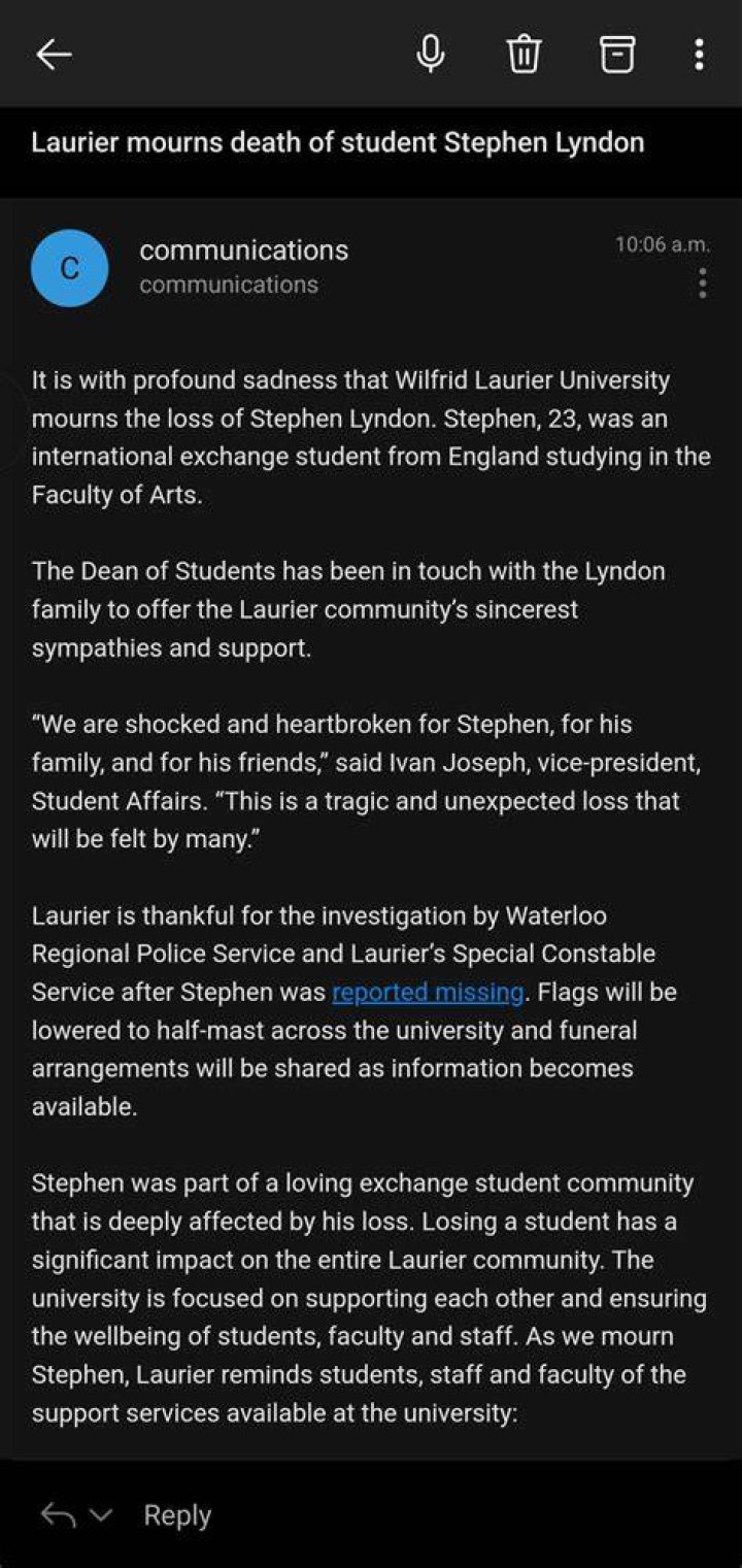 
Stephen Lyndon From Wilfrid Laurier University, Was The Missing UK Student Found? 