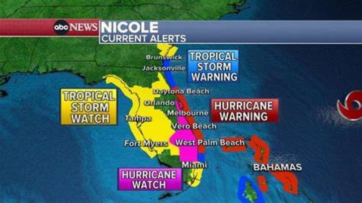 
Tropical Storm Nicole Makes Landfall in the Bahamas, Expected to Hit Florida as Category 1 Hurricane 