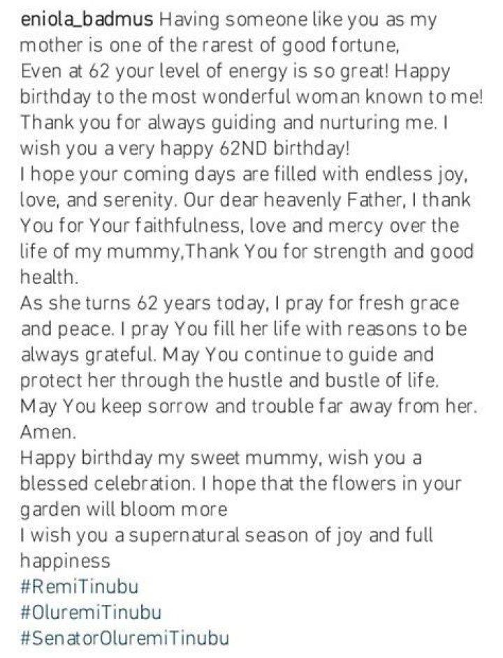 
“You Are One Of The Rarest” Eniola Badmus Reveals The True Personality Of Remi Tinubu In An Emotional Birthday Note 
